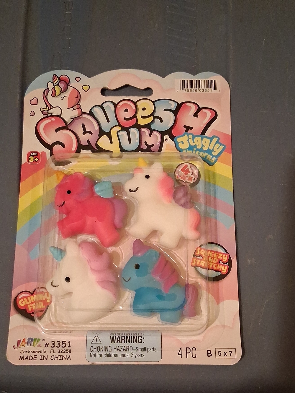 Squeesh Yum Jiggly Unicorns 4-Pack - Pink, White, Blue